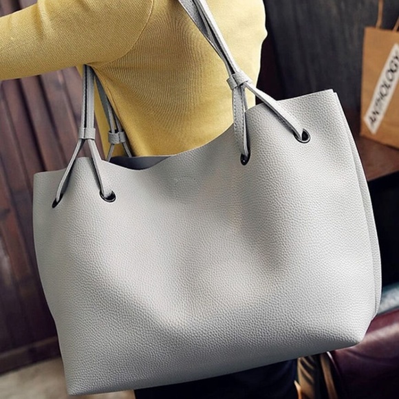 CHERISSE Vegan leather Tote bag set - Picture 3 of 4